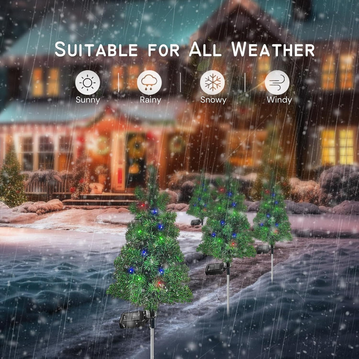 Solar Christmas Tree Garden Stake Lights Outdoor Waterproof M877516