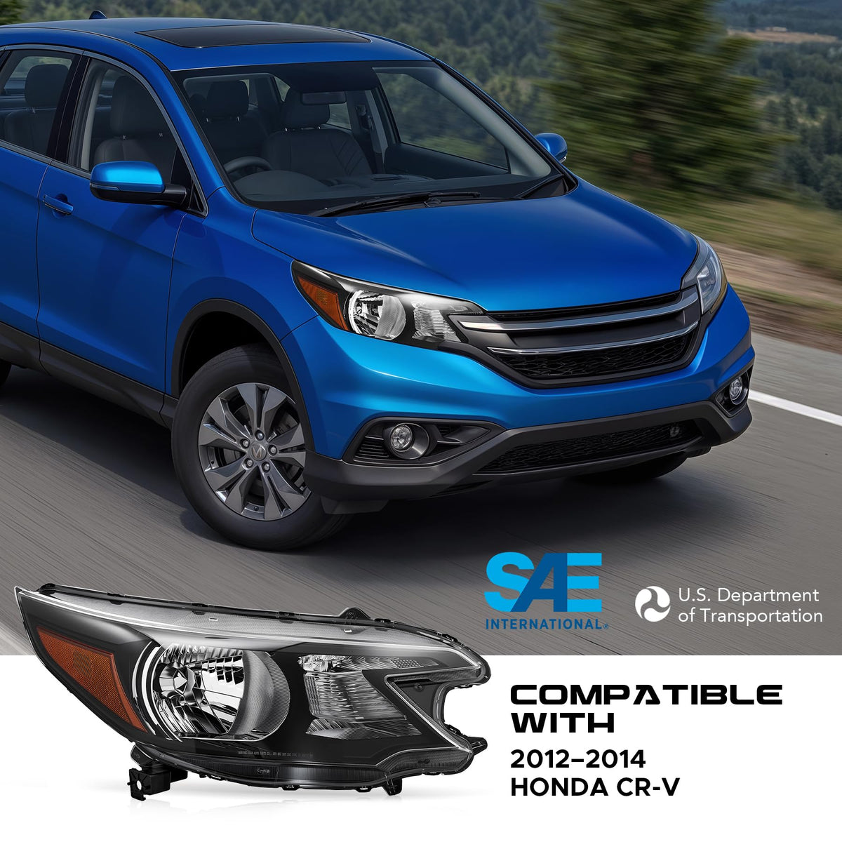 Headlight Compatible with 2012-2014 Honda CR-V Halogen Type T855