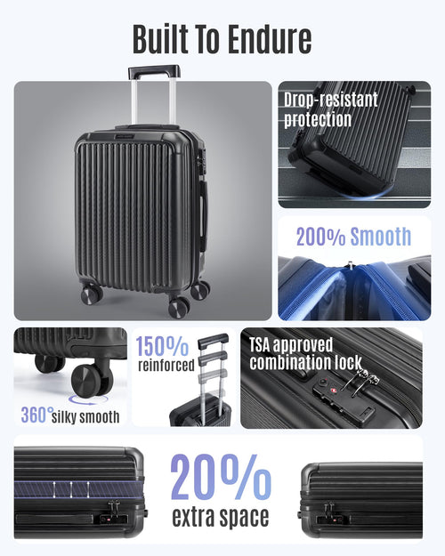 20 Inch Carry On Luggage Black I6721