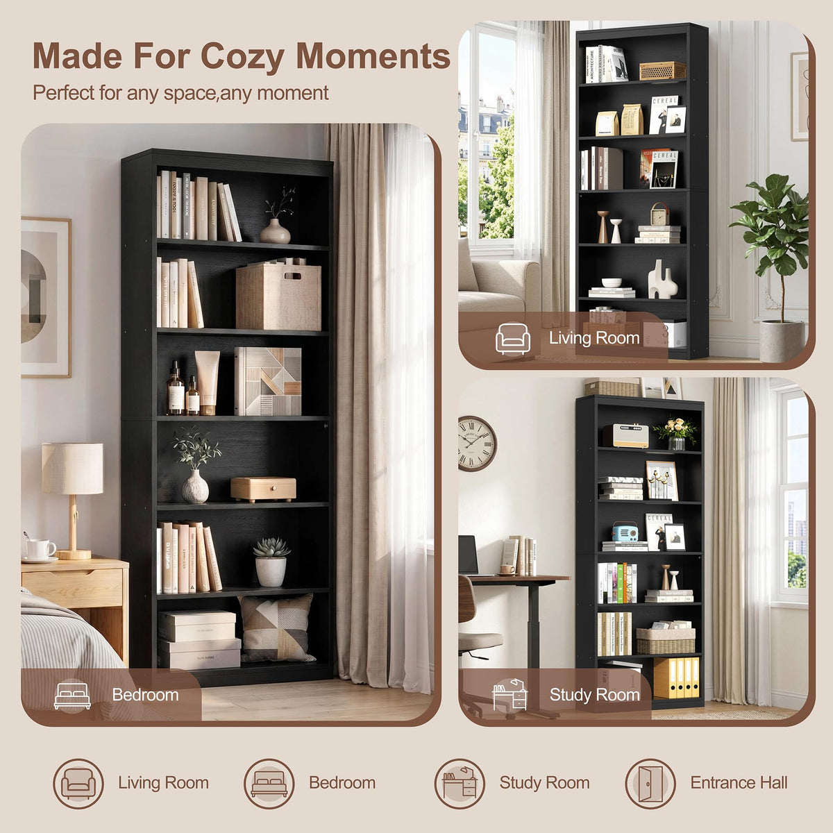 71" H Tall Wood Bookshelf I607078