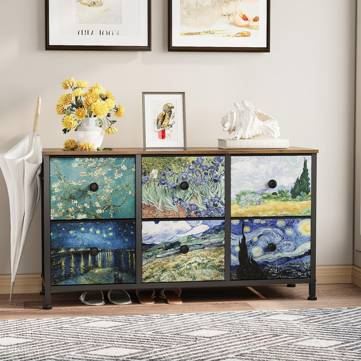 6 Drawer Dresser with Fabric Storage Drawer C899650