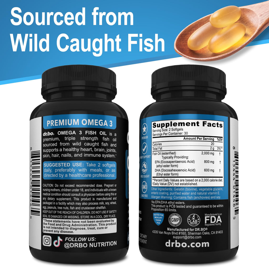 Omega 3 Fish Oil 2000mg EPA DHA 60 Softgels D963138