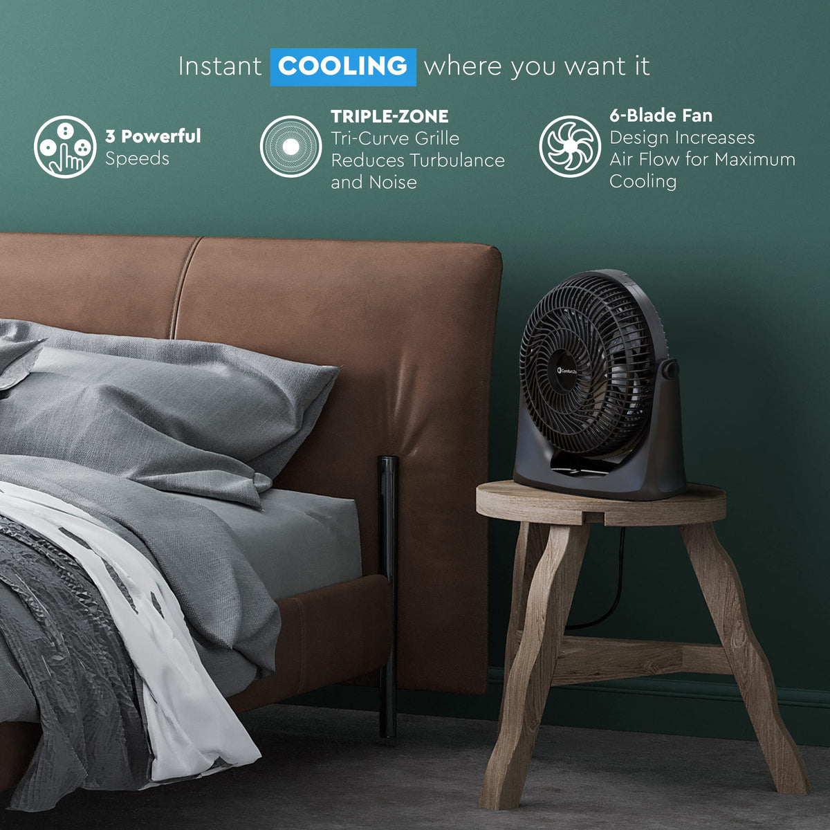 9 inch 3-Speed Floor Fan with Wall-Mounting F194