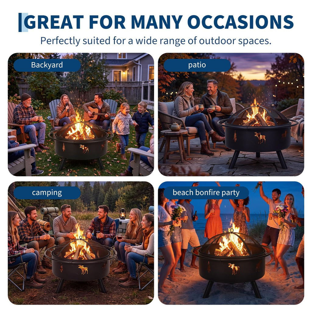 32" Round Wood Burning Fire Pit U61224