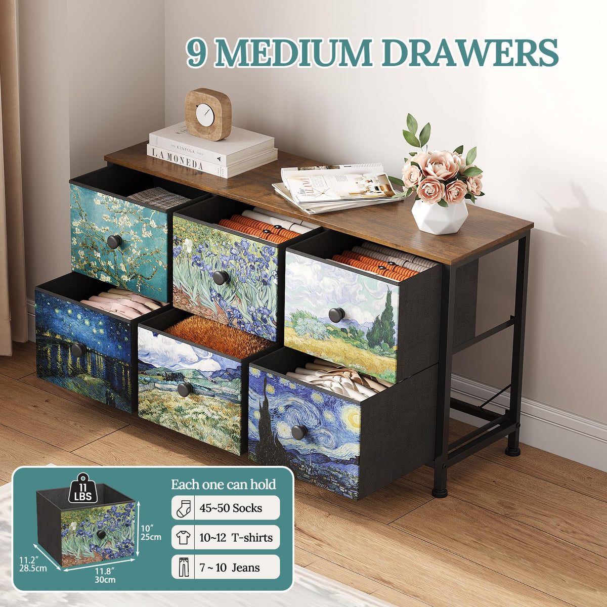 6 Drawer Dresser with Fabric Storage Drawer C899650