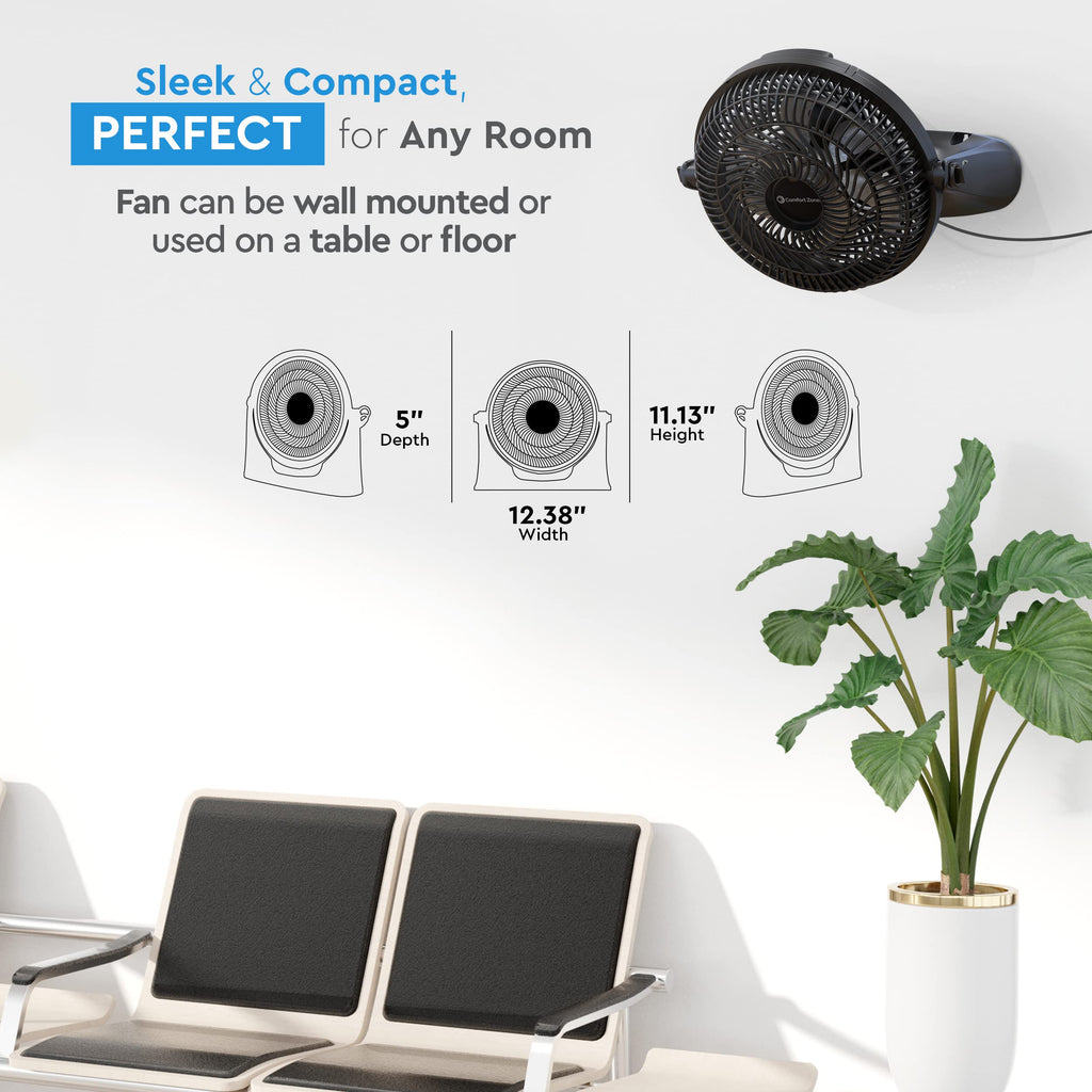 9 inch 3-Speed Floor Fan with Wall-Mounting F194