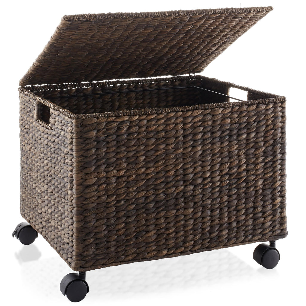 Espresso Rolling File Organizer with Lid and Wheels N8635