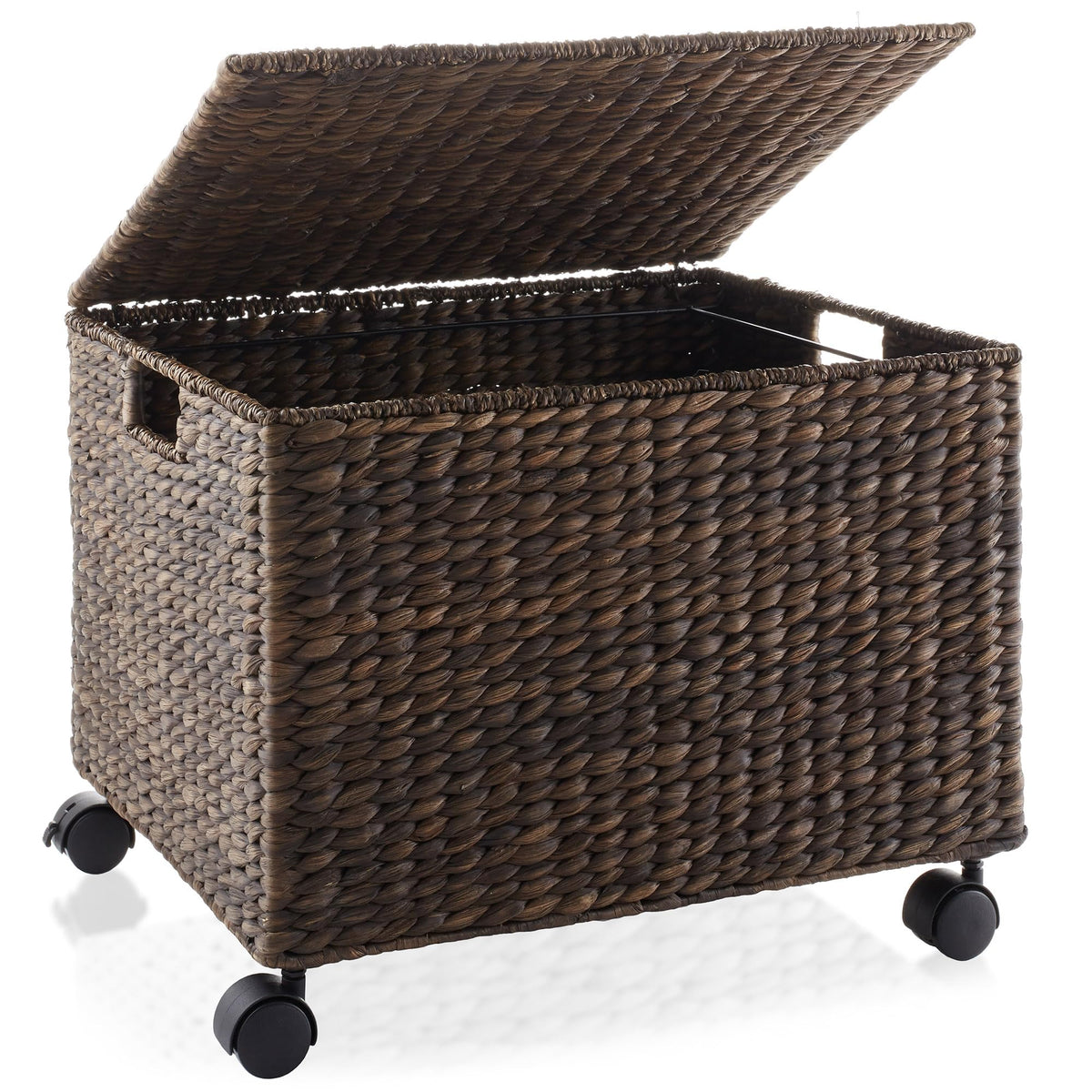 Espresso Rolling File Organizer with Lid and Wheels N8635