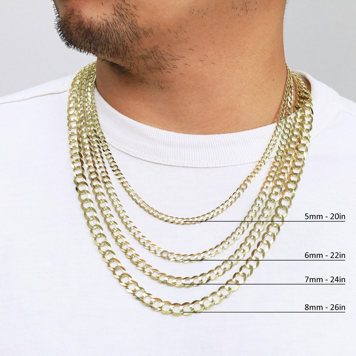 10K Yellow Gold Cuban Curb Link Chain Necklace R4991
