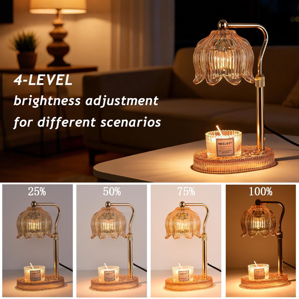 Amber Dimmable Height Adjustable Candle Warmer Lamp A45813
