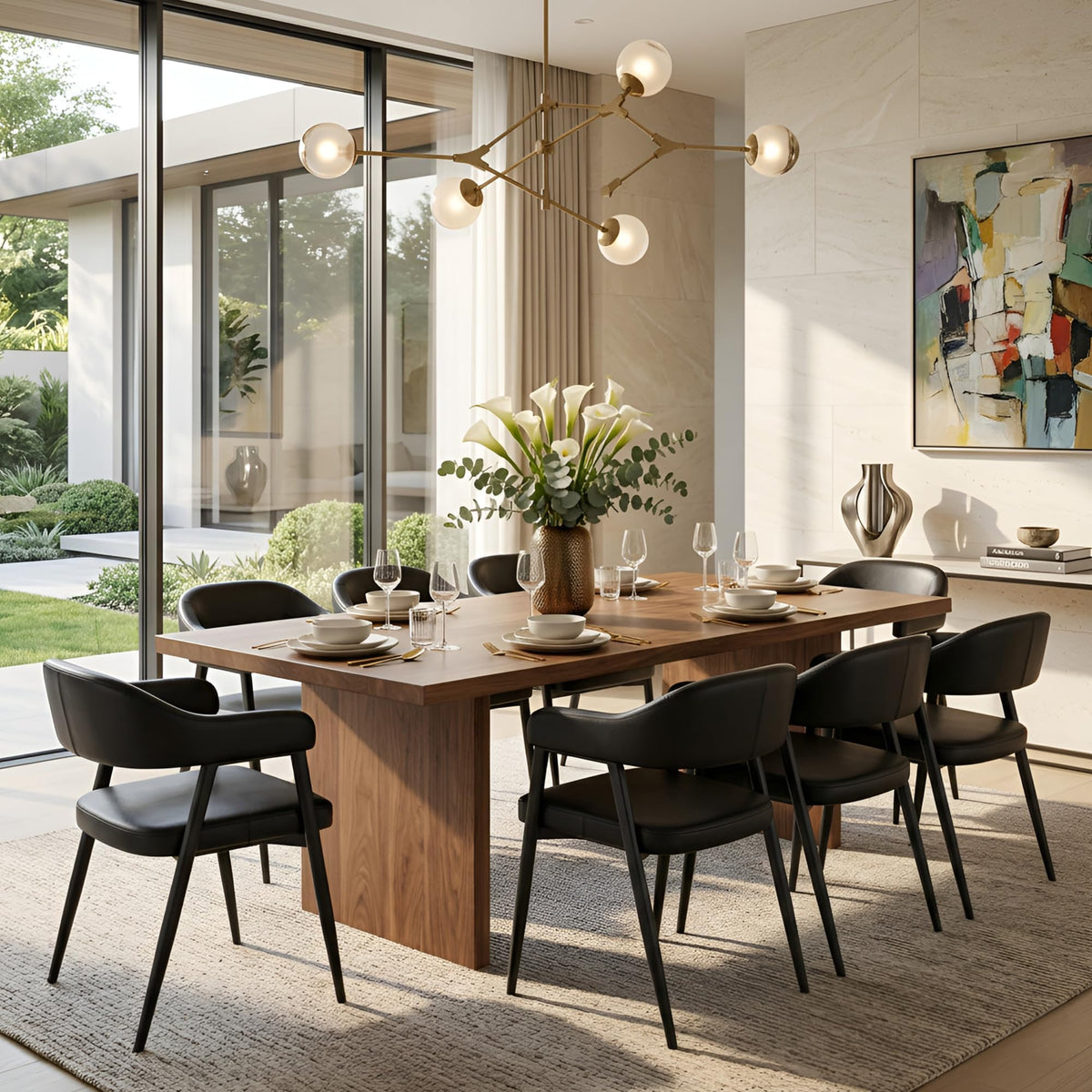 Black Faux Leather Dining Chairs Set of 6 J45412