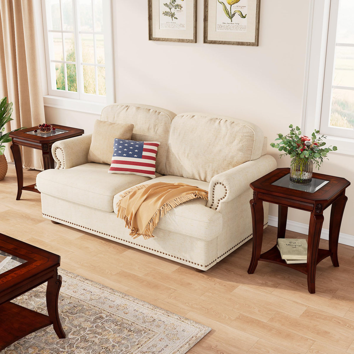 Set of 2 Solid Wood End Table D460