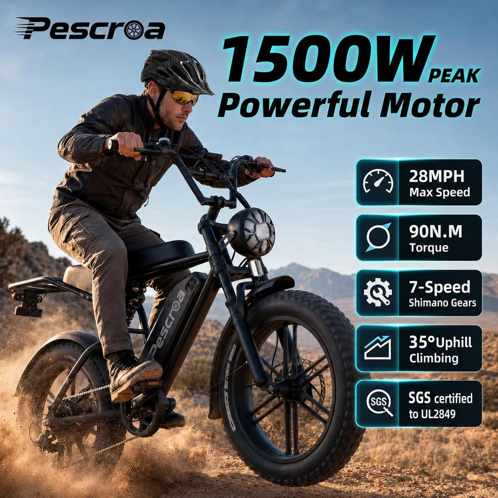 1500W Peak 20" Fat Tire Electric Bike F6606