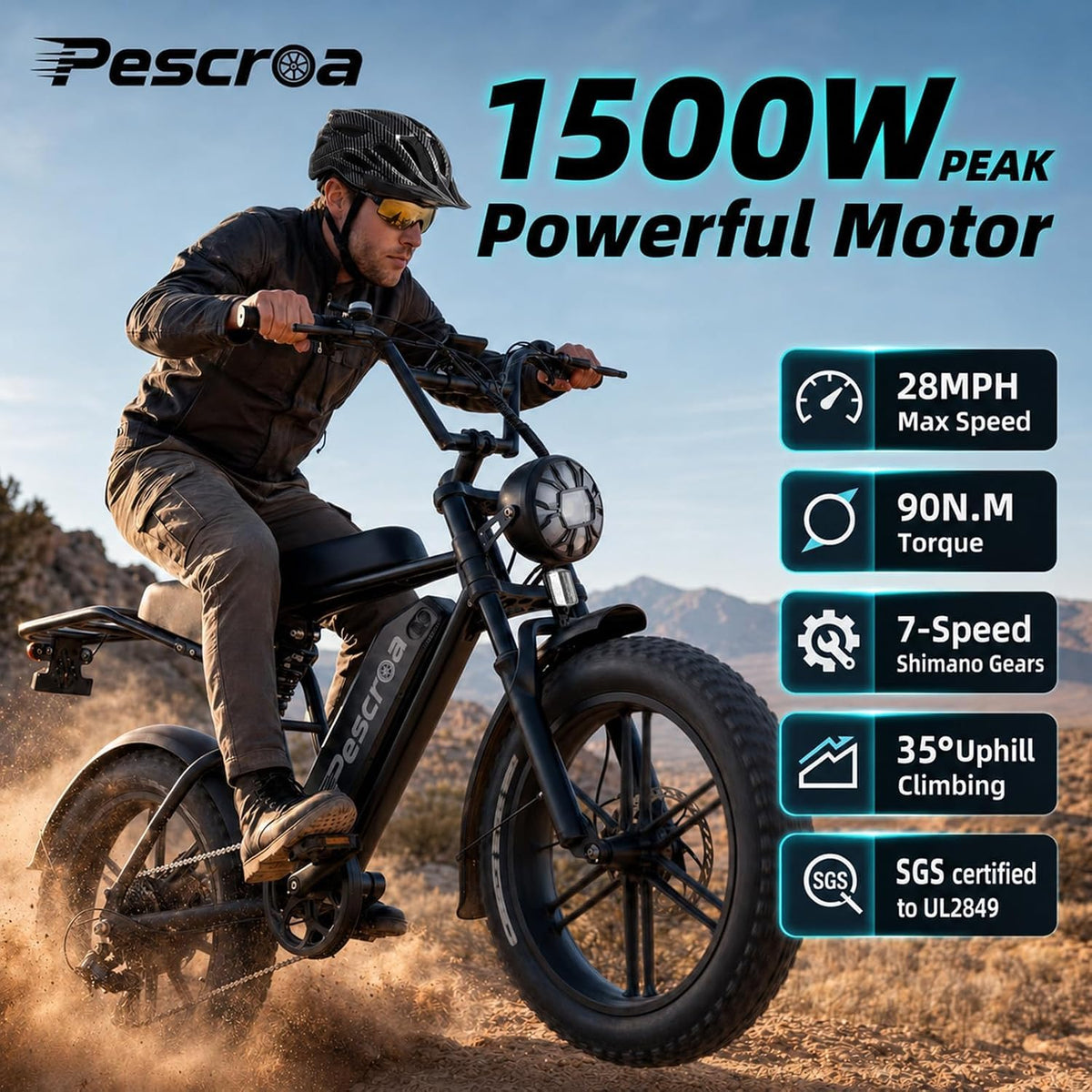 1500W Peak 20" Fat Tire Electric Bike F6606