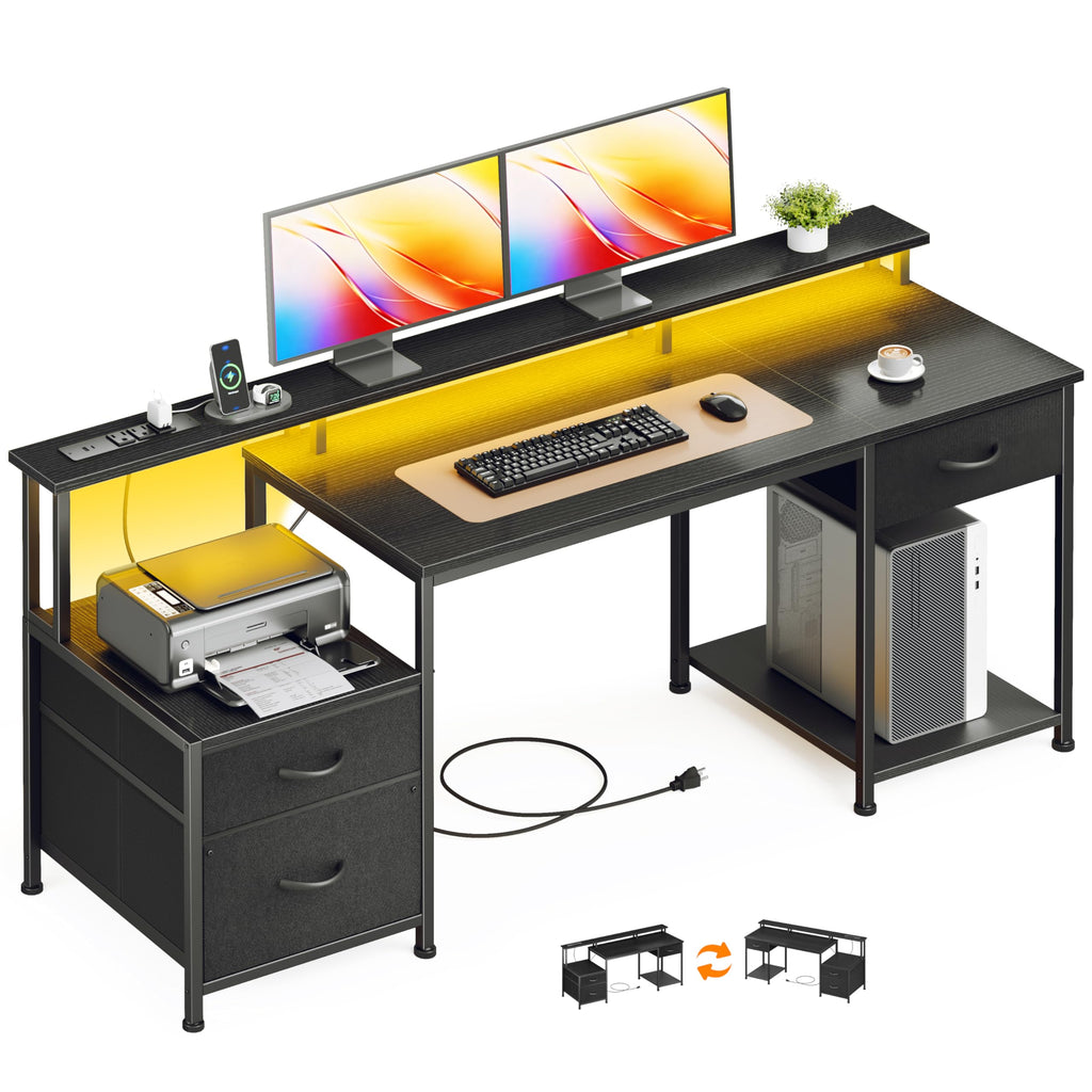 55" Computer Desk with File Drawer A1859