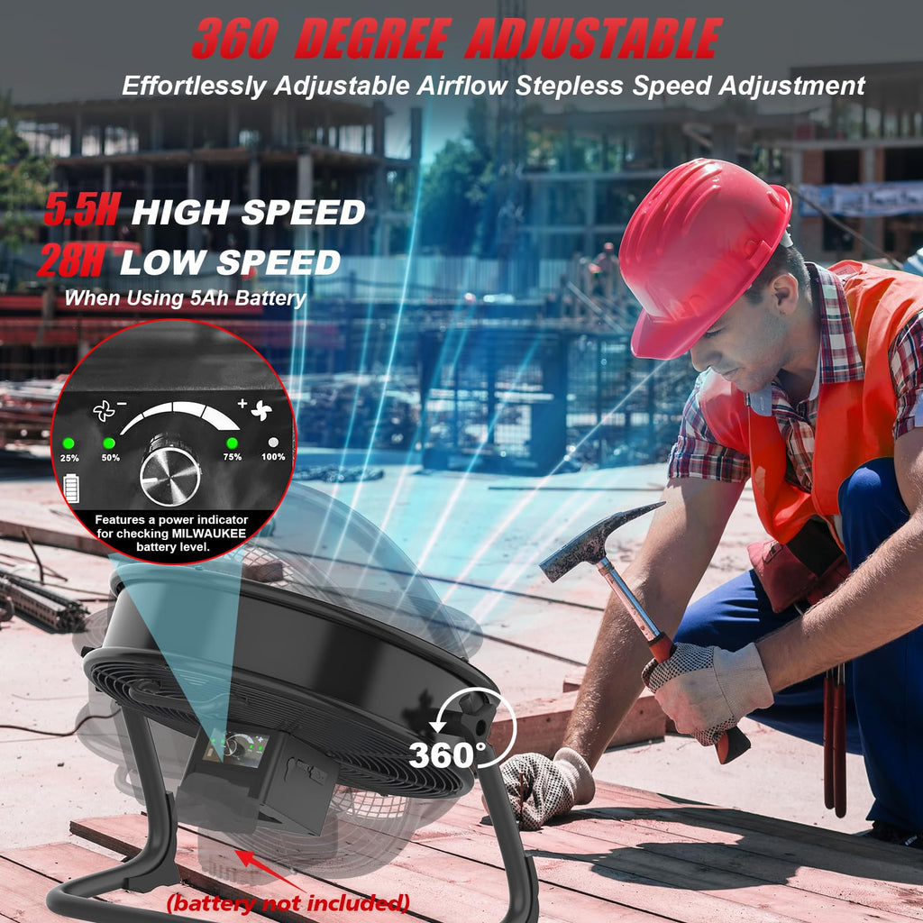 16" Battery Powered Cordless Floor Fan Z650350