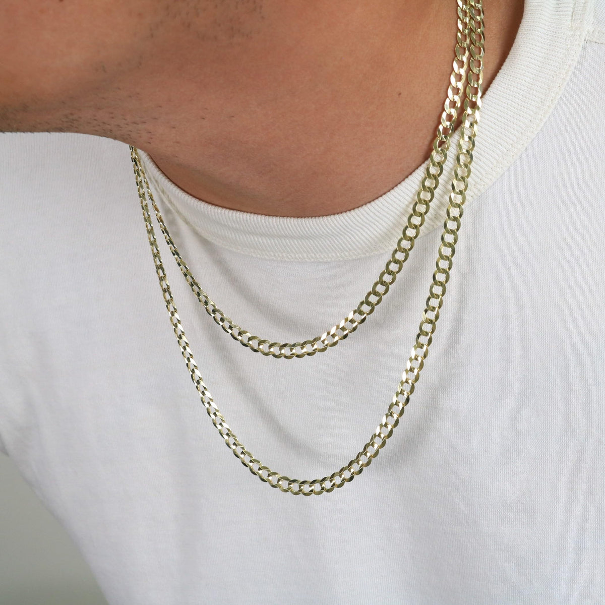 10K Yellow Gold Cuban Curb Link Chain Necklace R4991