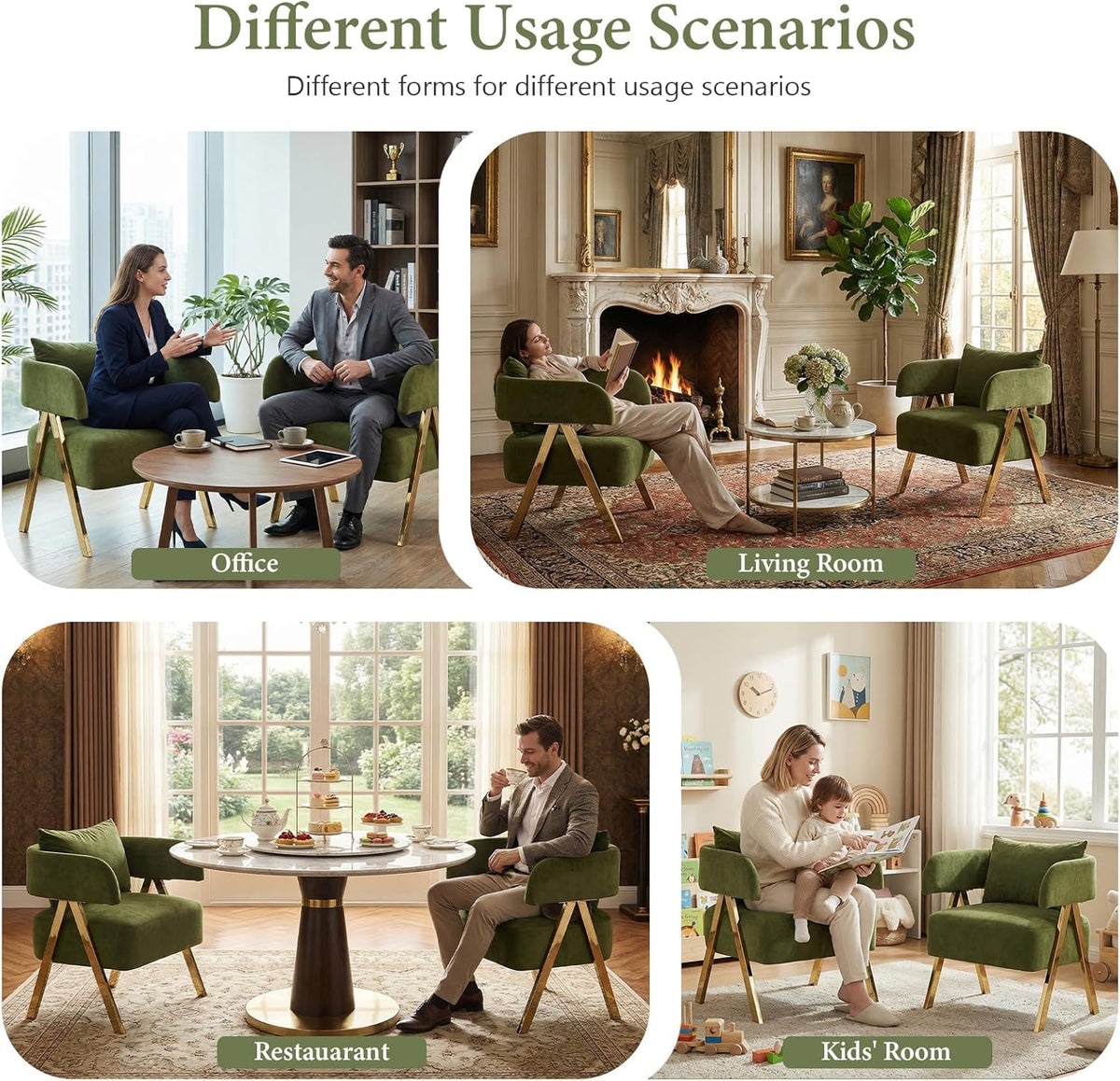 Green Velvet Dining Chairs Set of 2 with Arms K800