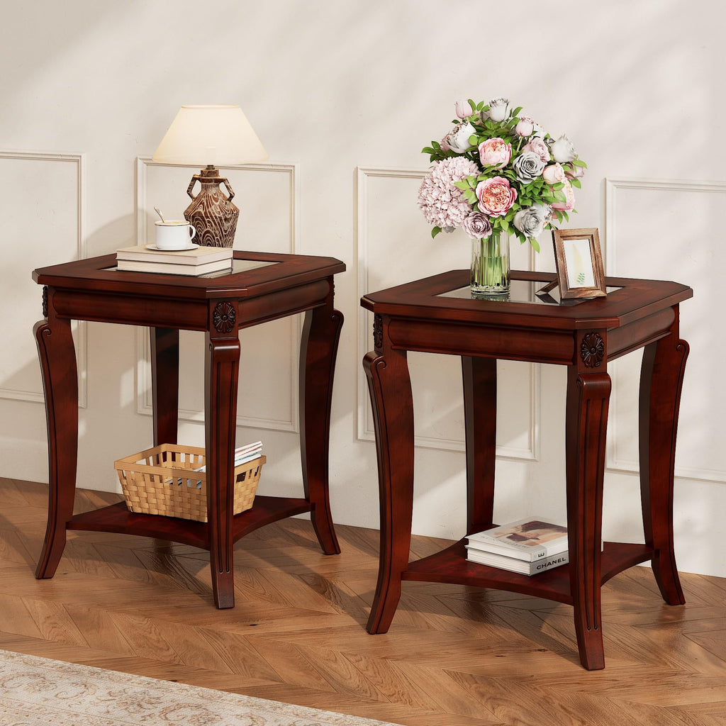 Set of 2 Solid Wood End Table D460