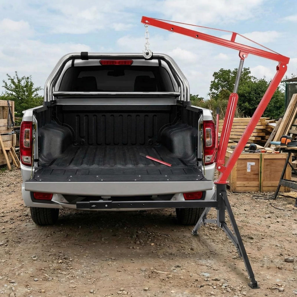 1000 LBS Hydraulic Truck Crane with 3 Adjustable Booms O6017