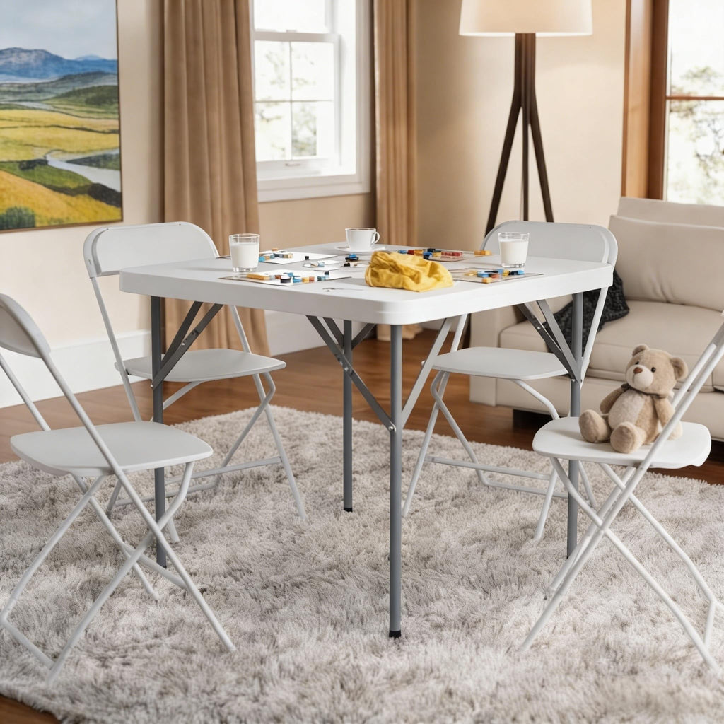 34" Square Folding Card Table White O3947