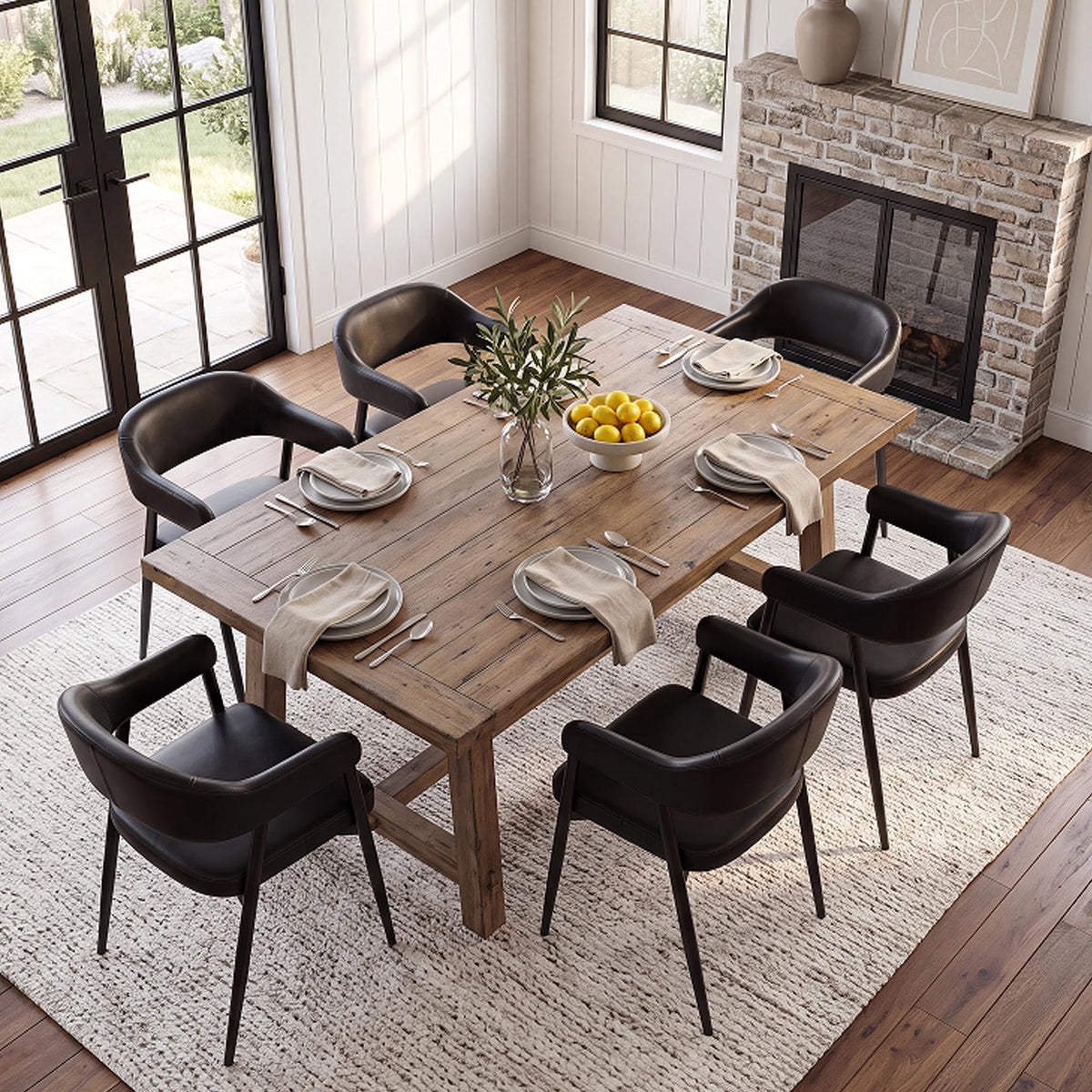 Black Faux Leather Dining Chairs Set of 6 J45412