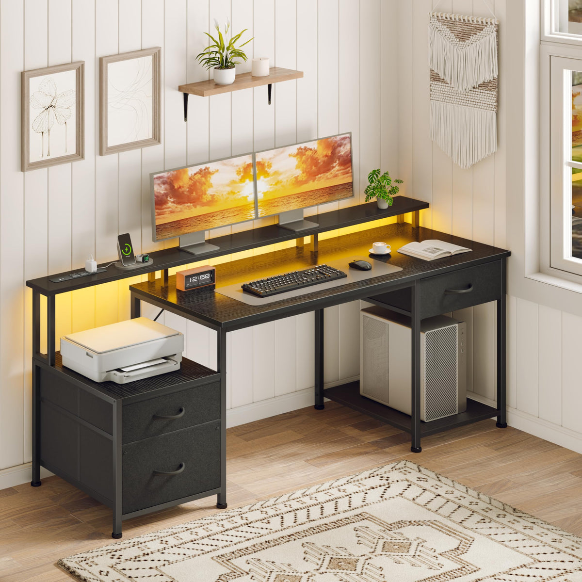 55" Computer Desk with File Drawer A1859