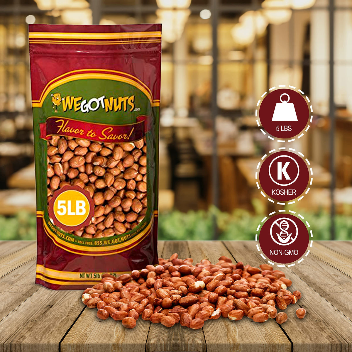 Red Skin Peanuts Unsalted 5LB Bag E436