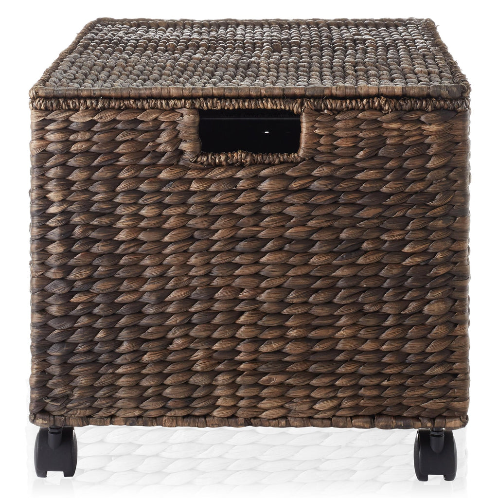 Espresso Rolling File Organizer with Lid and Wheels N8635