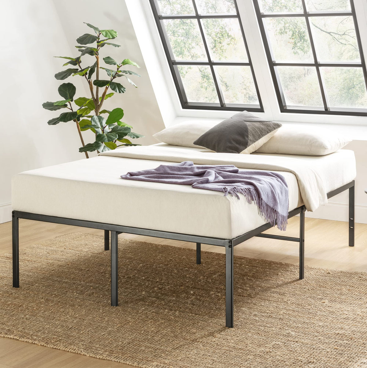 18 Inch Black Metal Platform Bed Frame G573