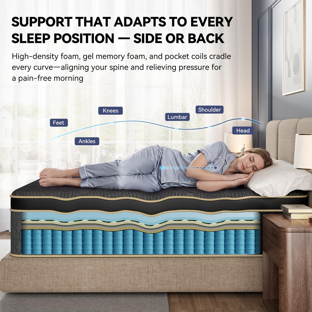 Queen Size 12 Inch Hybrid Medium Firm Mattress Q75497