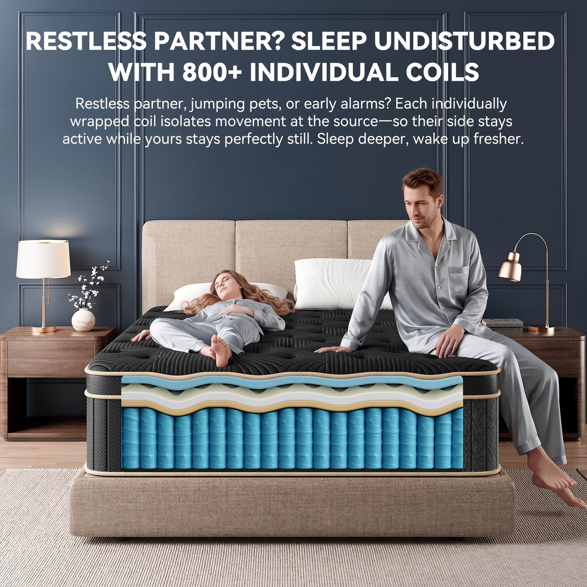 Queen Size 12 Inch Hybrid Medium Firm Mattress Q75497