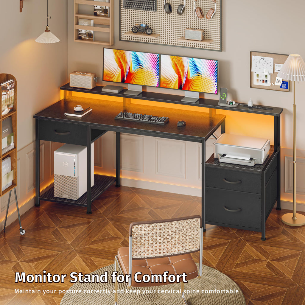 55" Computer Desk with File Drawer A1859
